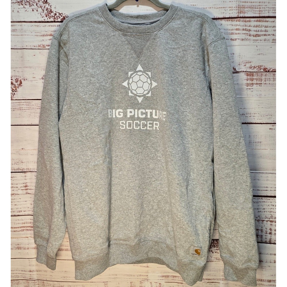 Carhartt Men's Medium Gray Sweatshirt Big Picture Soccer Graphic Long Sleeve‎